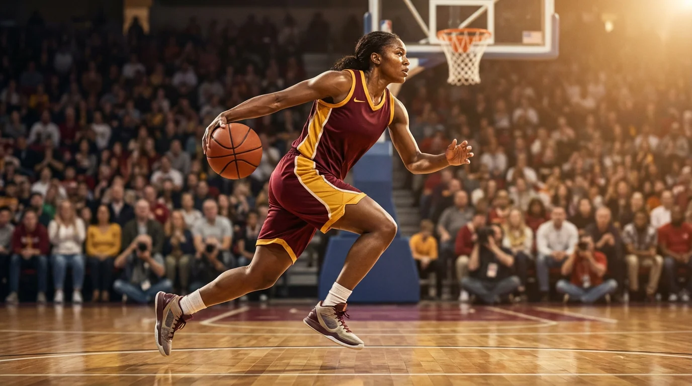 Apuestas baloncesto femenino: jugadora de baloncesto lanzando a canasta en un partido WNBA