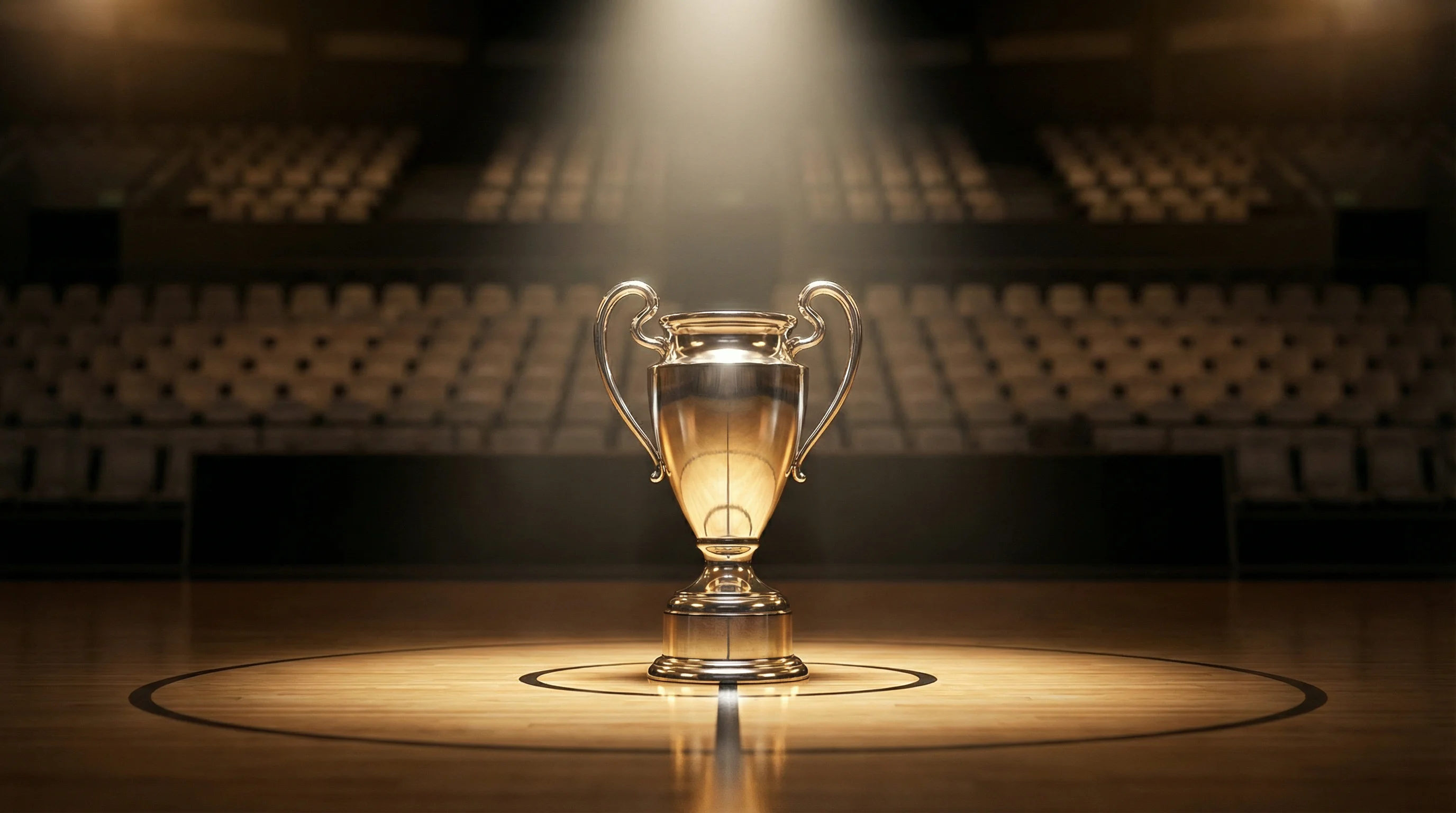 Apuestas Copa del Rey baloncesto: trofeo de la Copa con cancha de baloncesto de fondo